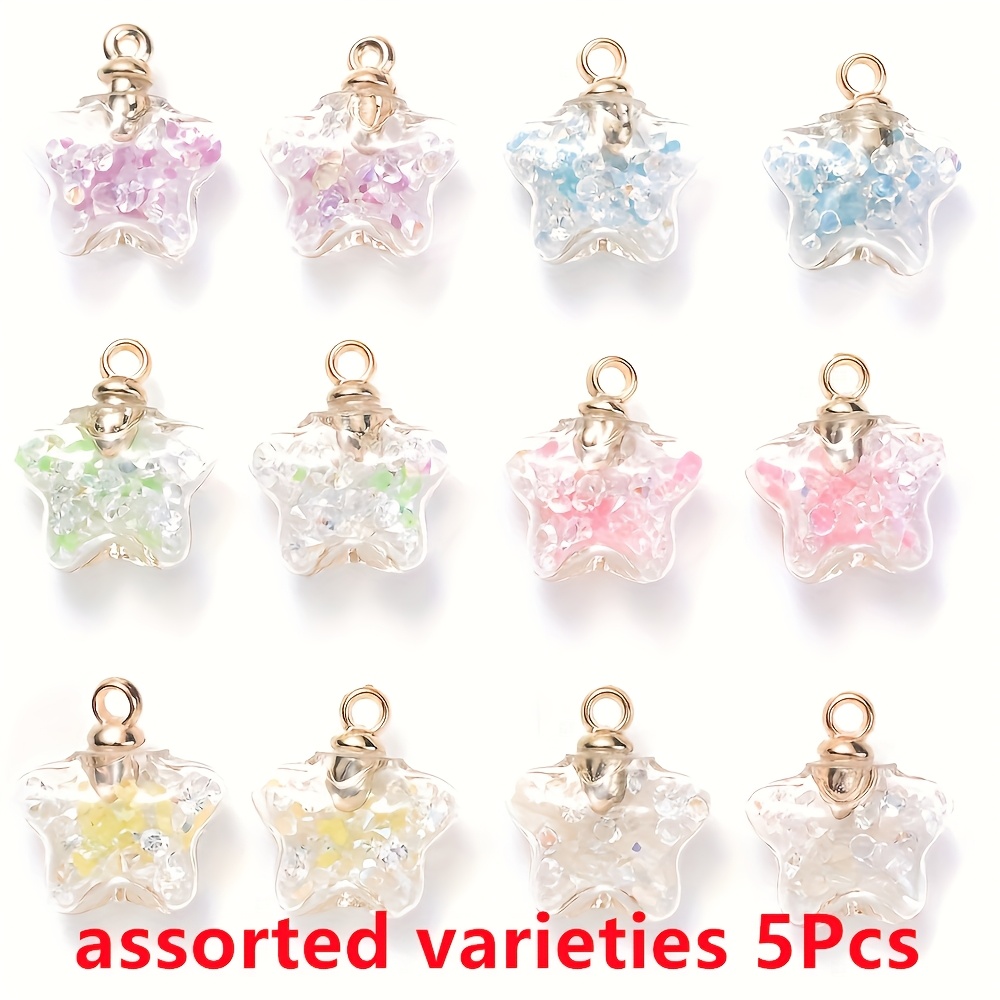 5pcs 17x19mm Luminous Random Mixed Beads Glass Pendants For Making Necklace Bracelets Keychians Mobile Phone Accessories