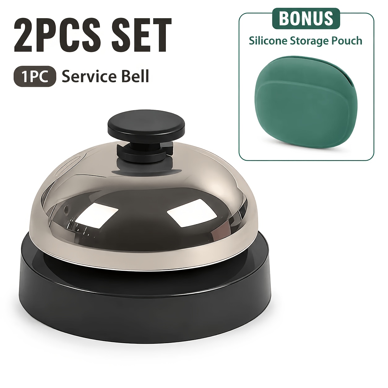 TEMU 2pcs (1pc X Metal Bell And 1pc Storage Box) Pet Summoning Hand Bell, Classroom Question Bell, Party Game Bell, Workplace Reminder Bell, Pet