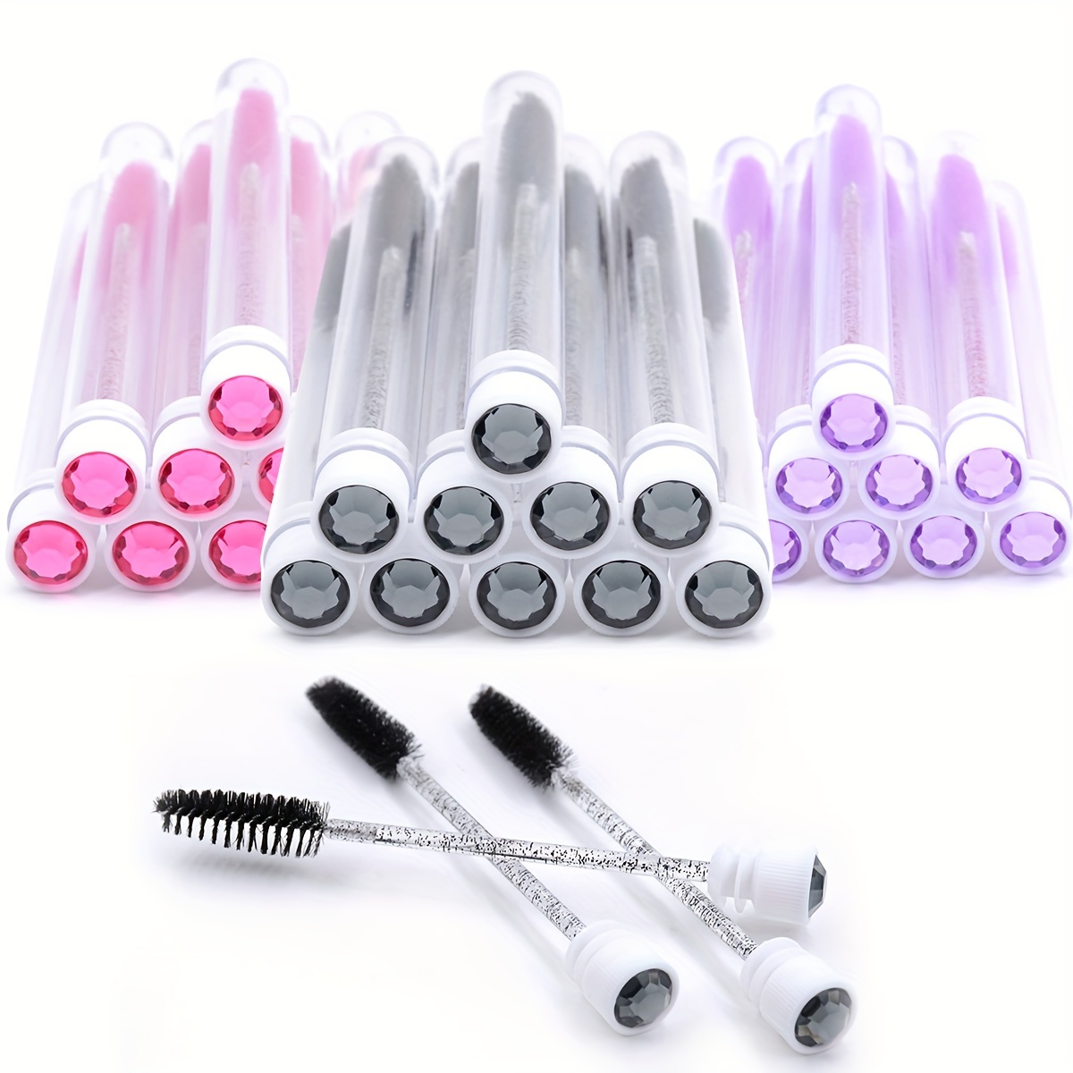 

10pcs Diamond Eyelash Brushes - Reusable Mascara & Lash , Odorless Bristles