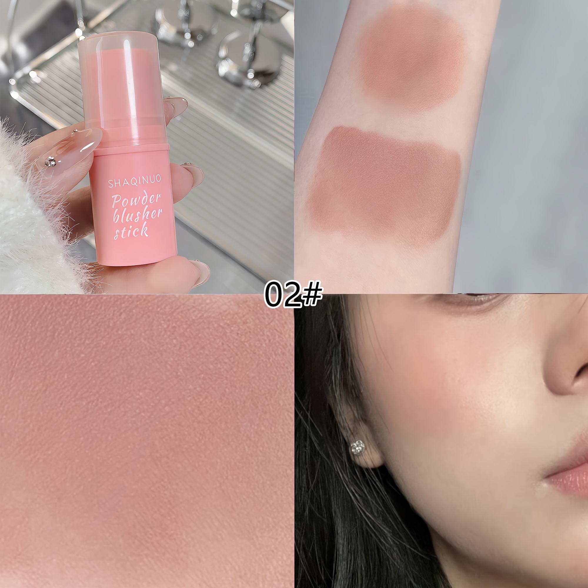 vitality boosting blush stick brightening nude makeup natural waterproof highlighter contouring 3 in 1 translucent   with soft creamy texture plumping   pigmented Product details 2