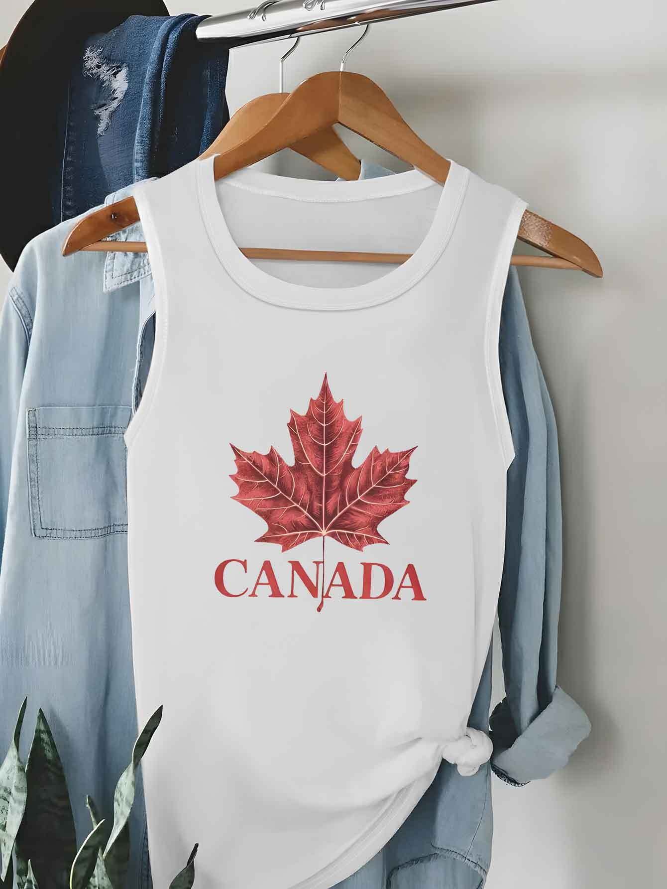 Canada Day Shirt For Women - Maple Leaf Patriotic Tee With Short Sleeves
