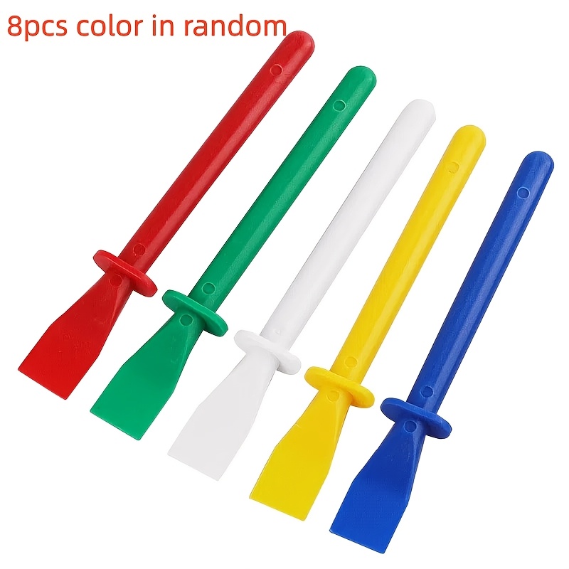 TEMU 8pcs/pack Random Color Glue Spreaders Polypropylene Glue Sticks Applicator, Painting Scrapers For Handmade Art Leather Craft Tool