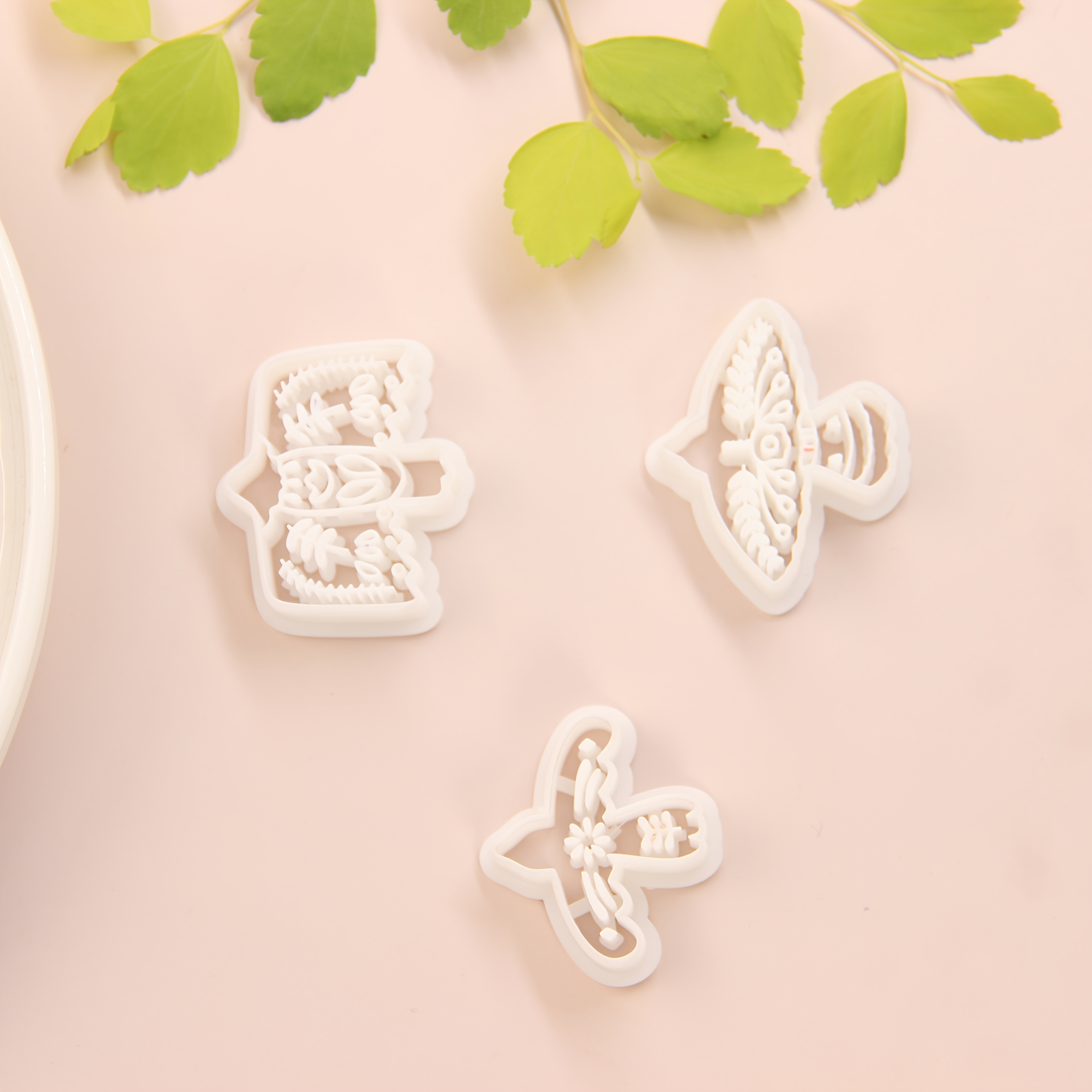 1pc/3pcs Victorian Style Polymer Clay Cutters - 3d Printed Bird & Floral Shapes For Earring Making, Handmade Jewelry Crafting, Durable Manual Clay Tools (no Power Needed), Intricate Pattern Detail