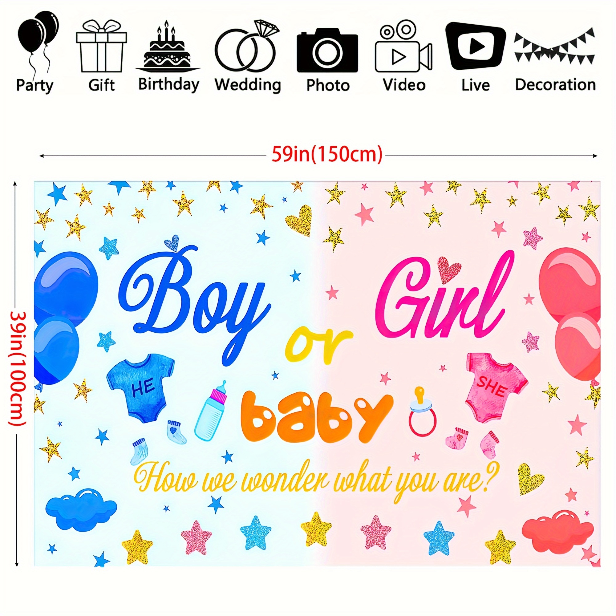 Boy or Girl Gender Reveal Circle Backdrop Cover