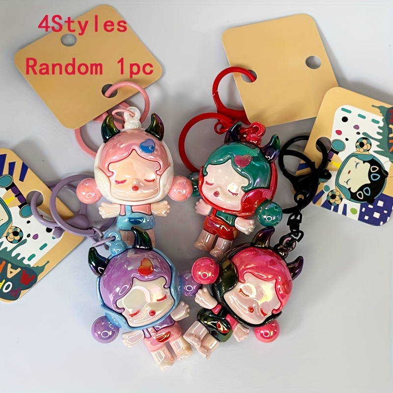 

1pc Sleeping Girl, Cute Cartoon Girl Keychain, Bag Pendant, Gift For Friends, Couples, Party, 4 From, Random Color