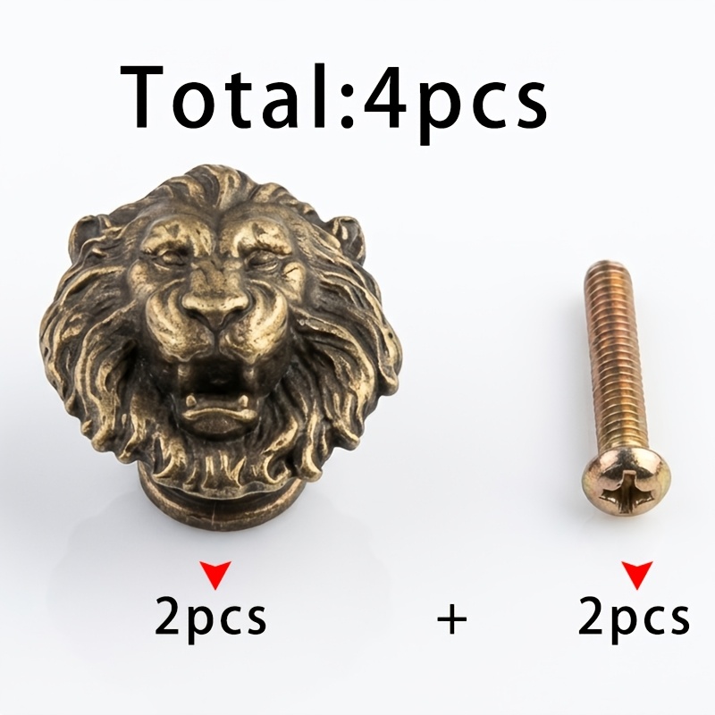TEMU 2pcs Antique Bronze Small Iron Handle+2pcs Handle Screws, Totaling 4pcs. Set Of 4 Antique Bronze Three-dimensional Iron Handles, European Luxury