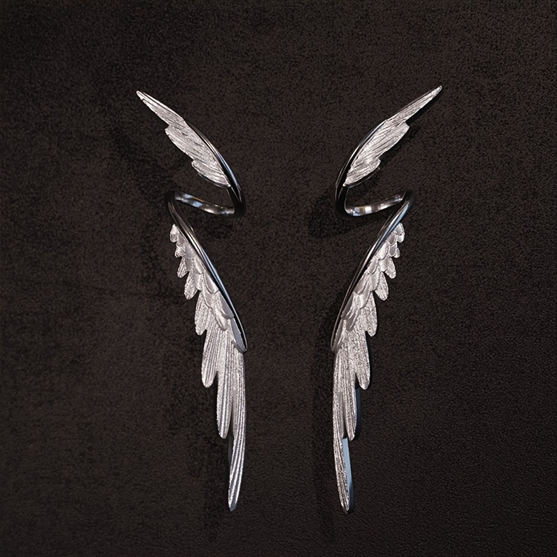 Angel Wing Drop Earrings, Elegant Long Dangle, Luxurious Style, Fashionable Slimming Face Effect Ear Jewelry for Women