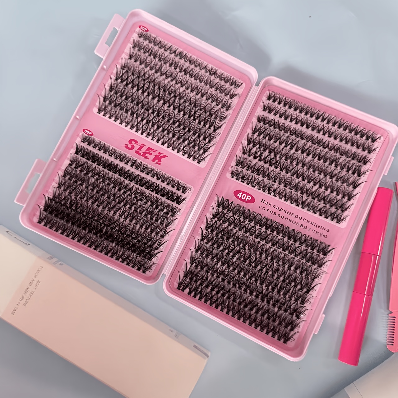 Lightweight Fluffy Volume Lashes 30d 40d 50d Clusters 640pcs 9-16mm Natural Wispy Reusable Diy Eyelash Extensions Set