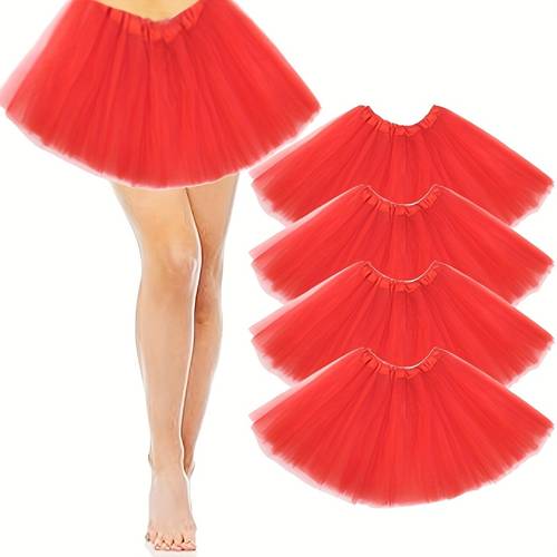 4 stück tüll tutu rock für frauen i ballett i laufen i fee kostüm für ostern halloween, , tutu geburtstag, fee cosplay, weihnachtsfeier