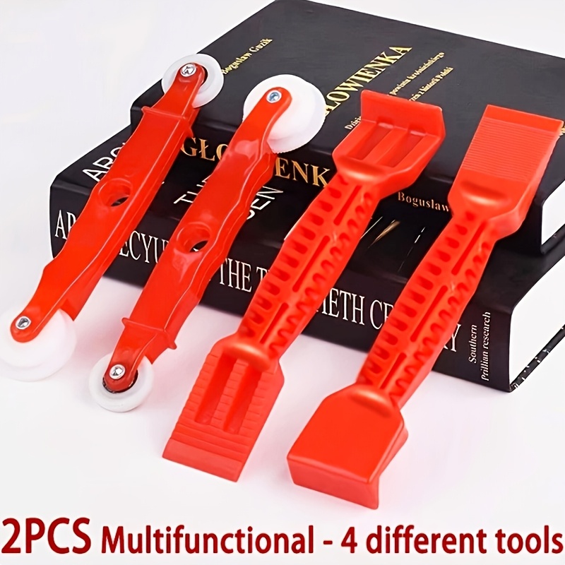 TEMU New Product Upgrade-multifunctional 2kit Weatherstrip Roller Set, 4 Different Heads Glass Pry Bar& Double Wheel Tool, Universal Home Diy Kit For