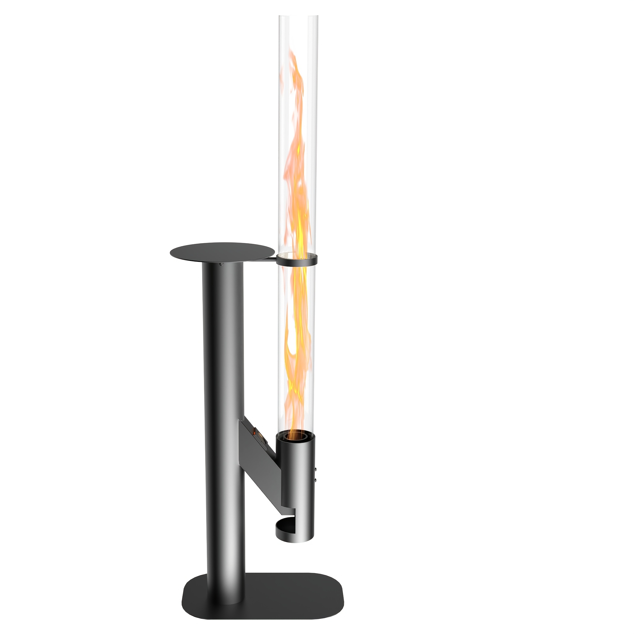 Image of An Independent Outdoor Fire Pit, A Metallic Rocket Stove, Appropriate For Indoor And Outdoor Settings, Such As Patios, , And Gardens, In Black Or Silver