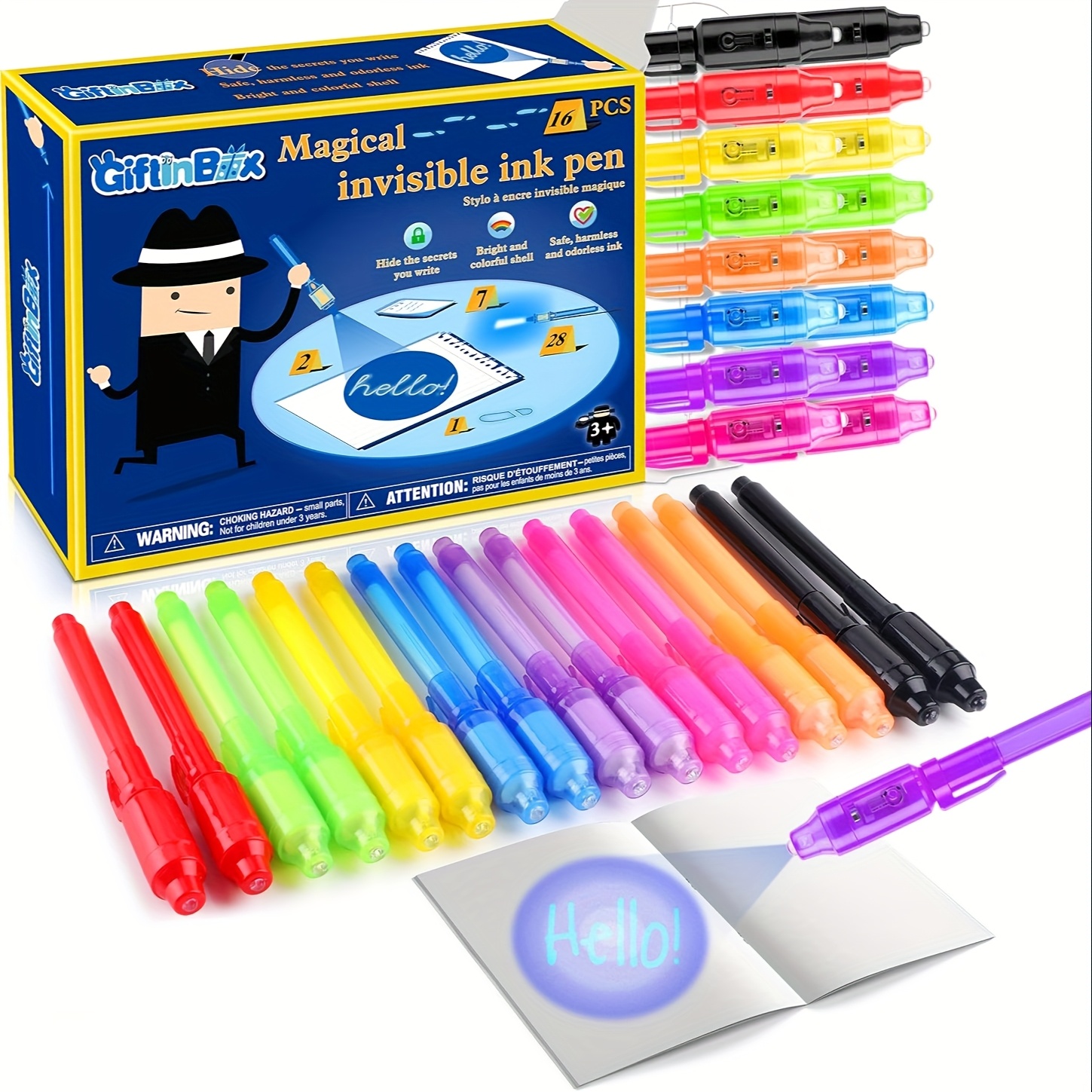100pcs 2 In 1 Invisible Ink Spy Pen With Built UV Light Magic Marker Secret Message