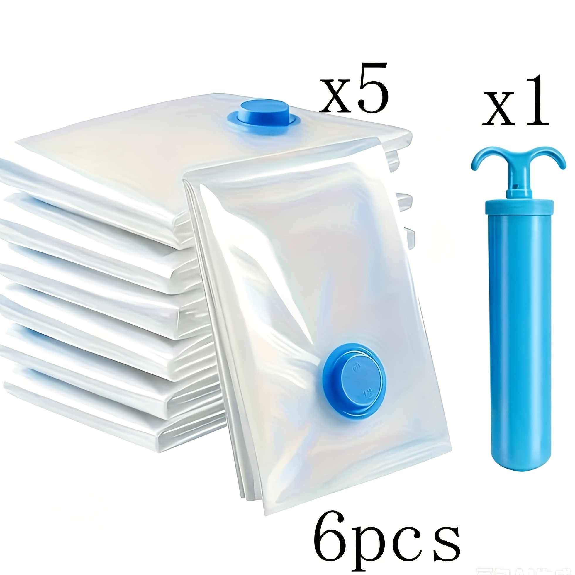 TEMU 4/6pcs Extra Large Vacuum Storage Bags With 1 Manual Pump - Made From High-quality Durable Materials, Space-, Perfect For Storing Clothes,