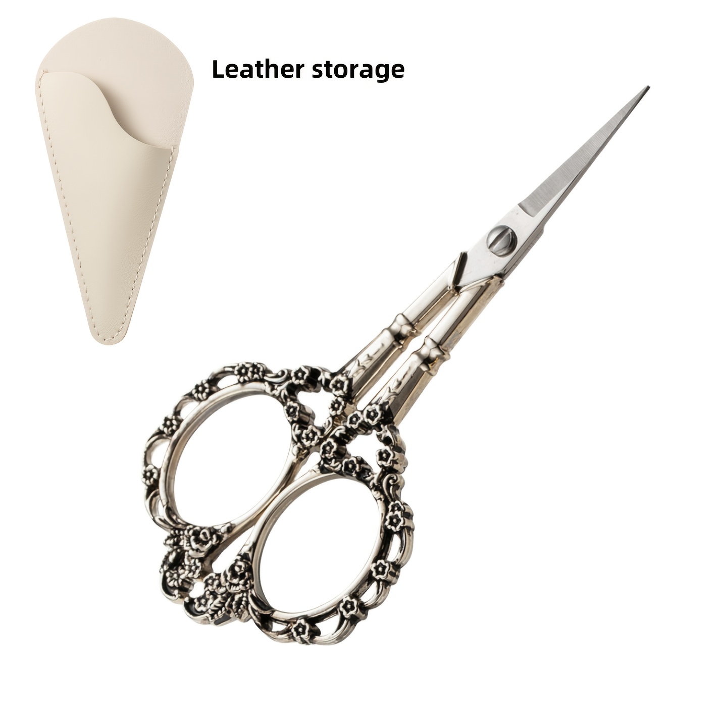 TEMU Leather Storage Stainless 's Scissors, Antique Thread Embroidery Fabric Sewing Craft Scissors, Household Sewing Accessories Scissors, Stainless