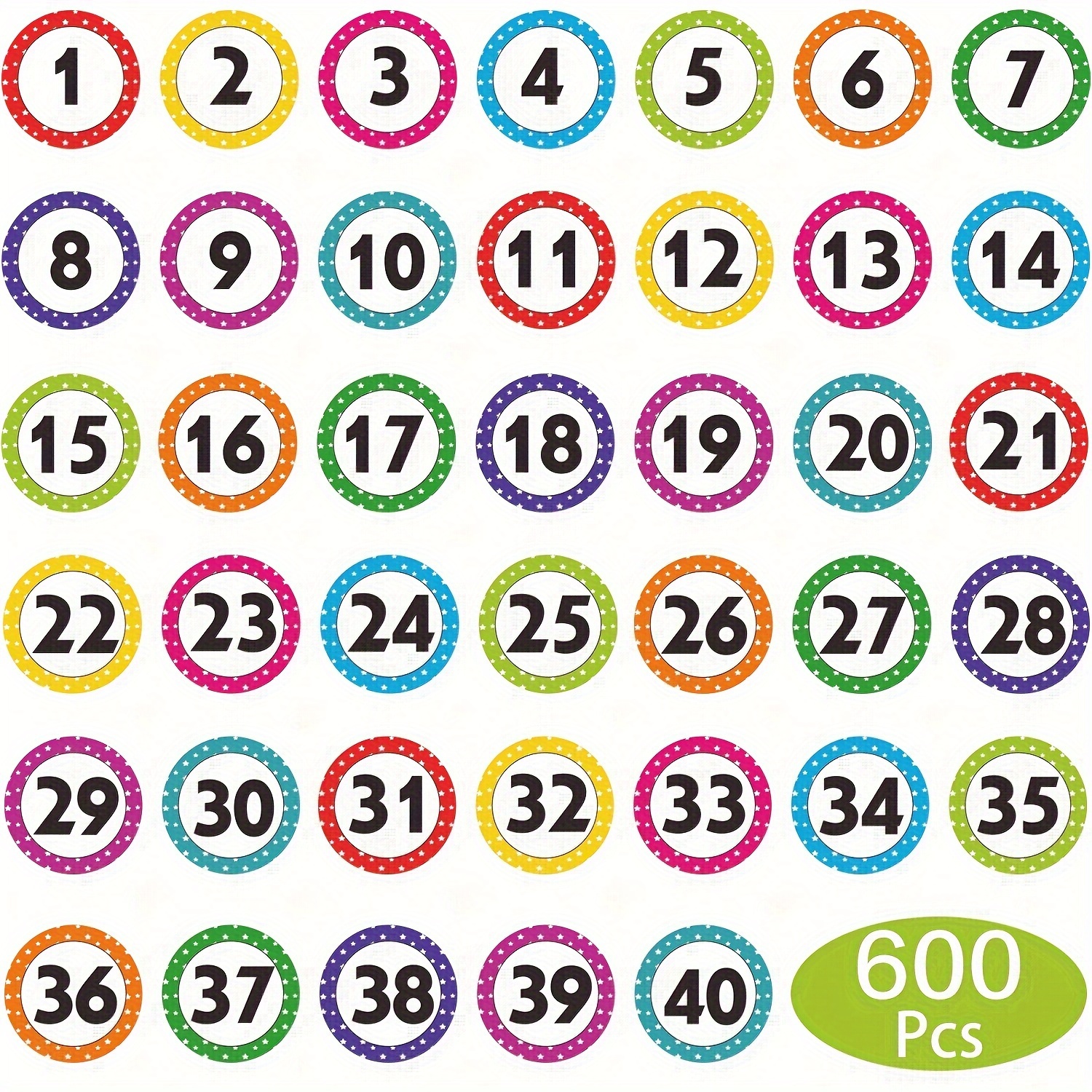 

400pcs/600pcs Number Stickers 1-40, 10/15 Sheets 1" Dot Consecutive Number Labels Self-adhesive Water/tear Resistant Number Stickers Without Residue For Office, Classroom, Indoor, Boxes, Storage