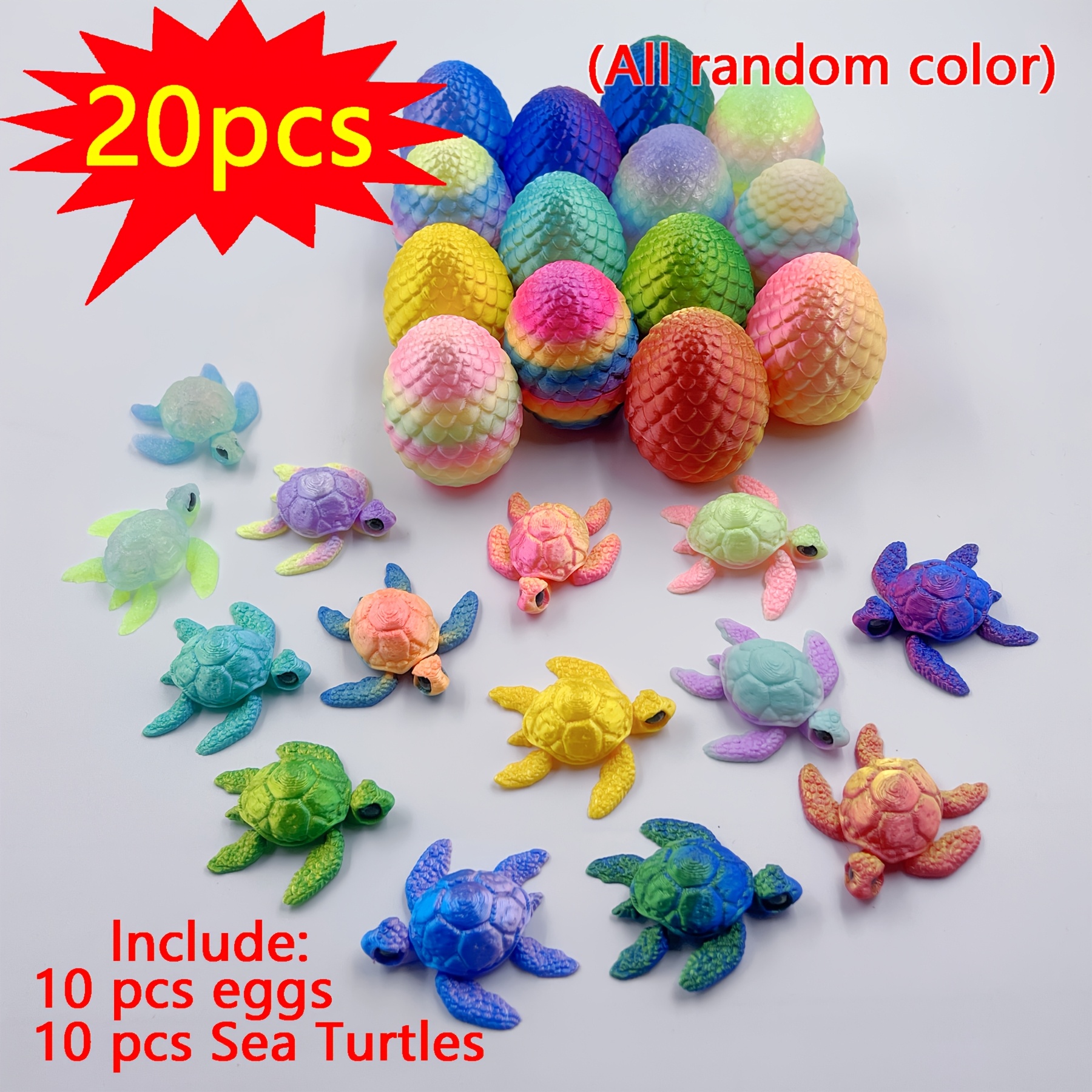 Image of 20pcs 3d Printed Small And Turtles, Random Colors, Suitable For Gifting, Parties, Gardens, Kitchens, Offices, Worlds, Aquariums, Car Ornaments, , Home Decorations, Statues