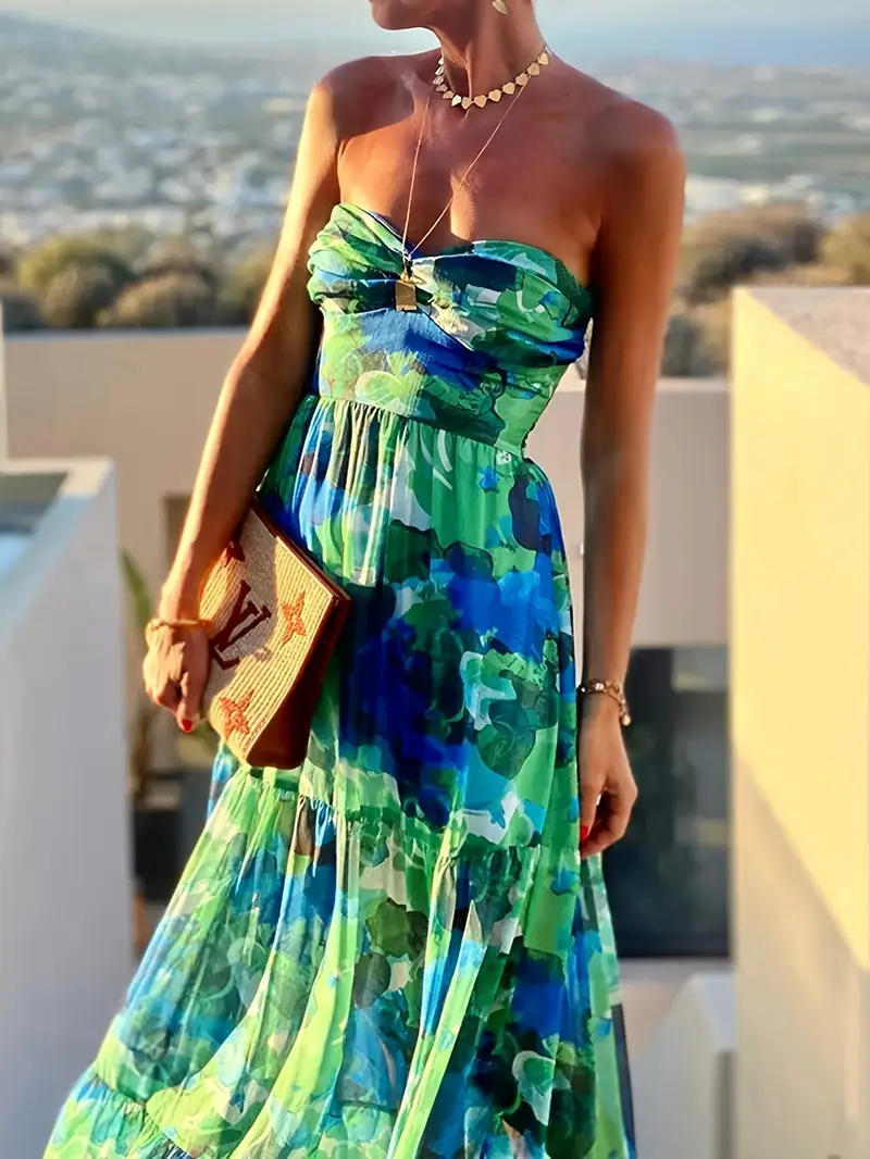 womens tie dye print twist layered pleated bandeau dress - Temu Kazakhstan womens tie dye print twist layered pleated bandeau dress - Temu Kazakhstan
