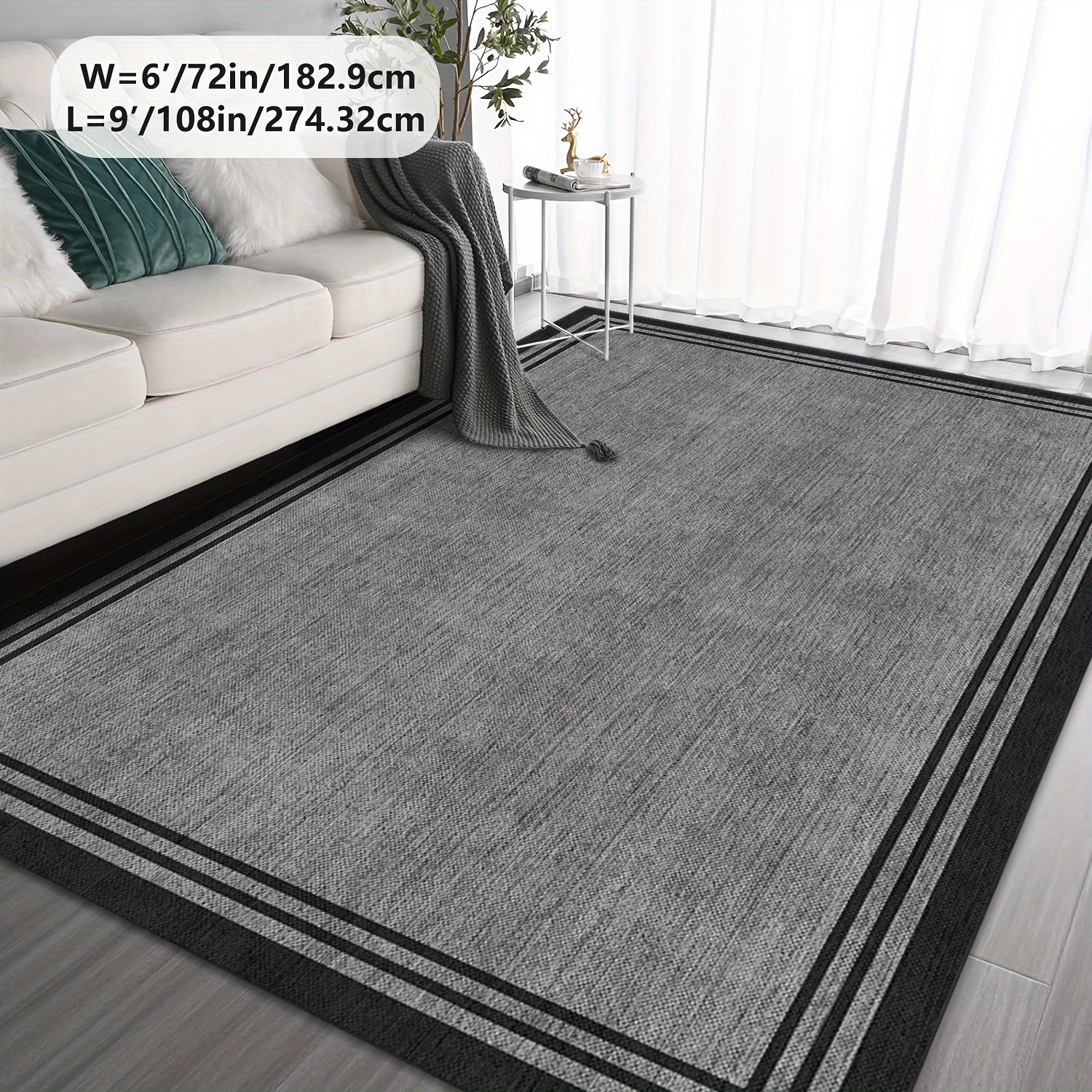 

Modern Gray Textured Area Rugs: 2'x3', 3'x5', 4'x6', 5'x7', 6'x9' - Soft, Durable, And Easy To Clean - Suitable For Living Room, Bedroom, Indoor, And Outdoor Use