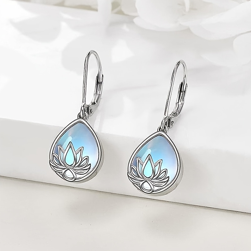 TEMU 1 Pair Of Exquisite 925 Sterling Silvery Flower Pendant Earrings Inlaid With - Elegant Women's Jewelry For Engagements, Weddings, And Dinners - Luxurious And Ideal Decorative Gifts