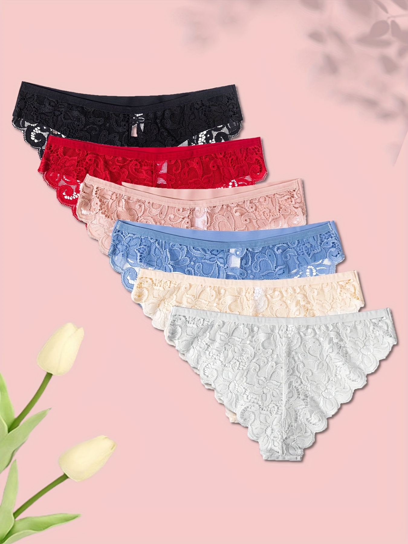 Lace Stitching Briefs Sexy Breathable Low Waist Intimates - Temu Italy