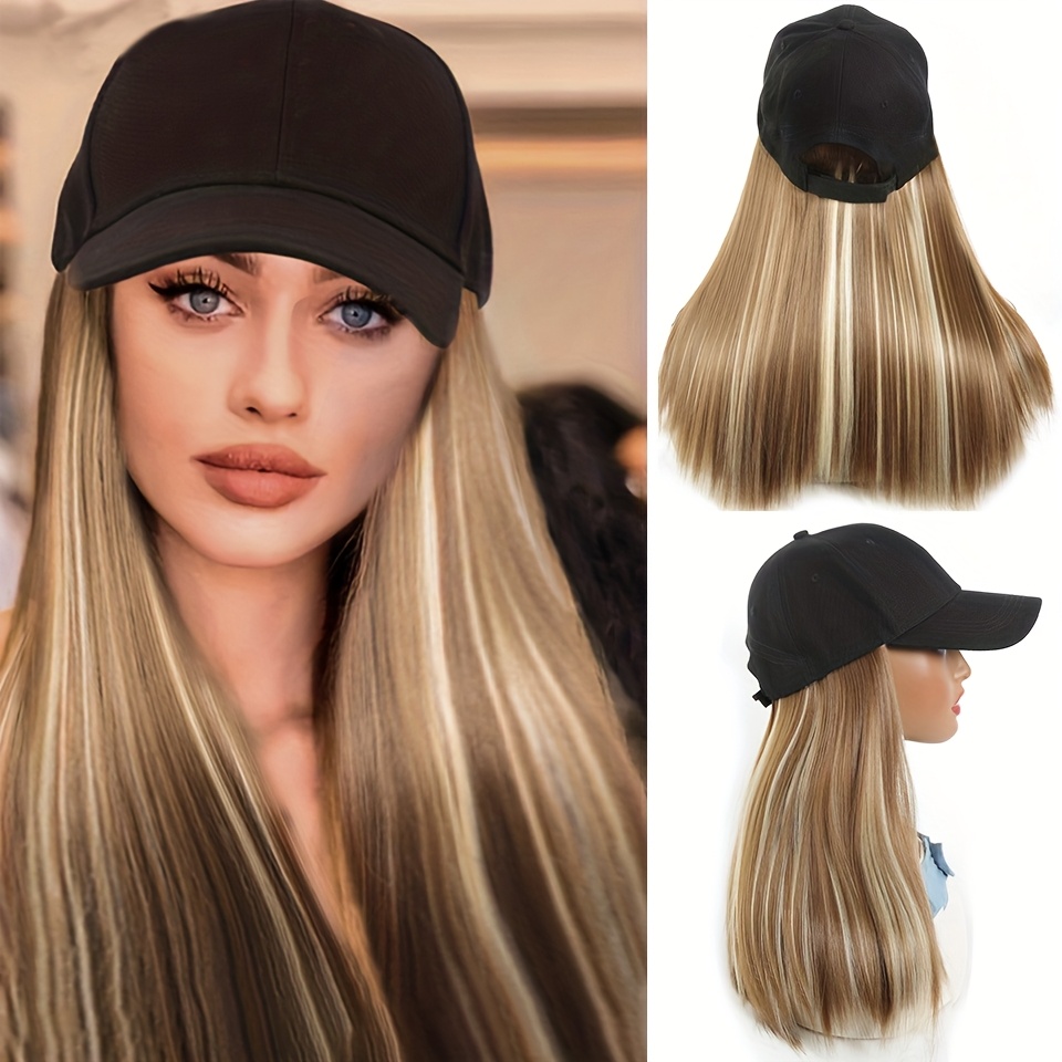 TEMU Straight Hair Baseball Made With Synthetic Fiber - Adjustable Size, , Stylish Design For Daily Use, Everyday Headgear | Sporty | Synthetic Fiber