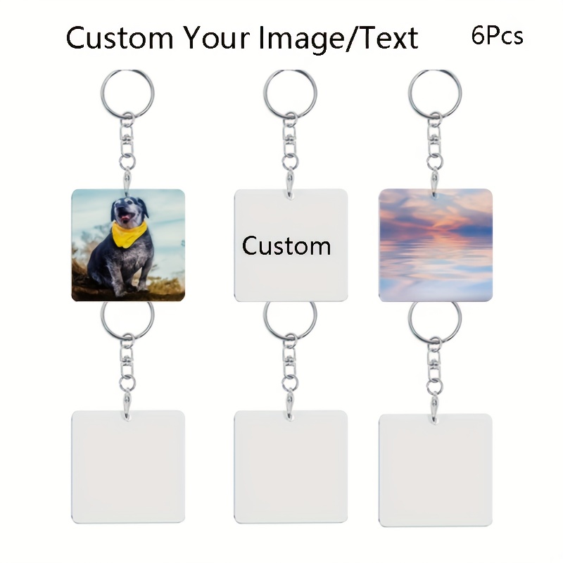 TEMU Confezione da 6 Portachiavi Personalizzati in Alluminio per Donna, Portachiavi in Metallo con Foto, Logo Fai da Te, Stampa Fronte-Retro, Regalo