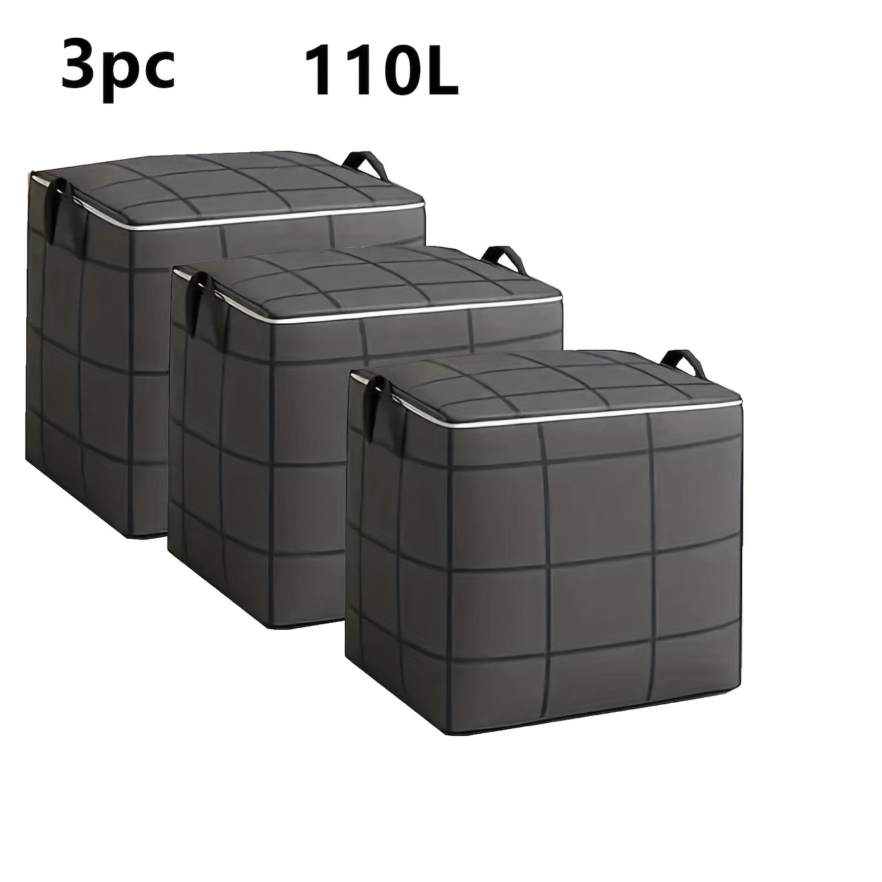 3pcs Foldable Wardrobe Moving Bags, Large Capacity Double Zipper With Handles For Home Clothing And Bedding Storage, Suitable For Moving, Travel, Under-bed Storage Baskets And Under-bed Storage Bags