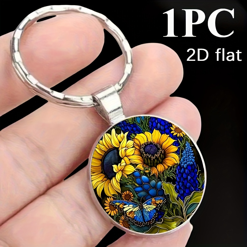 2d Flat Sunflower Alloy Keychain In 1/2/4pcs - A Decorative Gift For Flower Lovers' Backpacks, Perfect As Additions For Mom And Dad