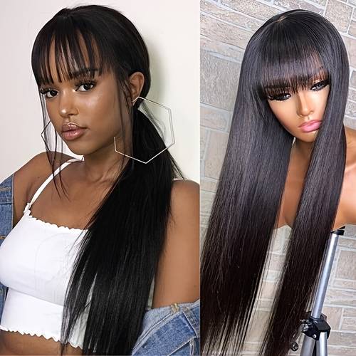 di capelli lisci con , naturale, senza colla, senza pizzo frontale, cuffia regolabile, rete rosa vestibilità perfetta, per , da , di capelli brasiliani lisci con a densità del 250%