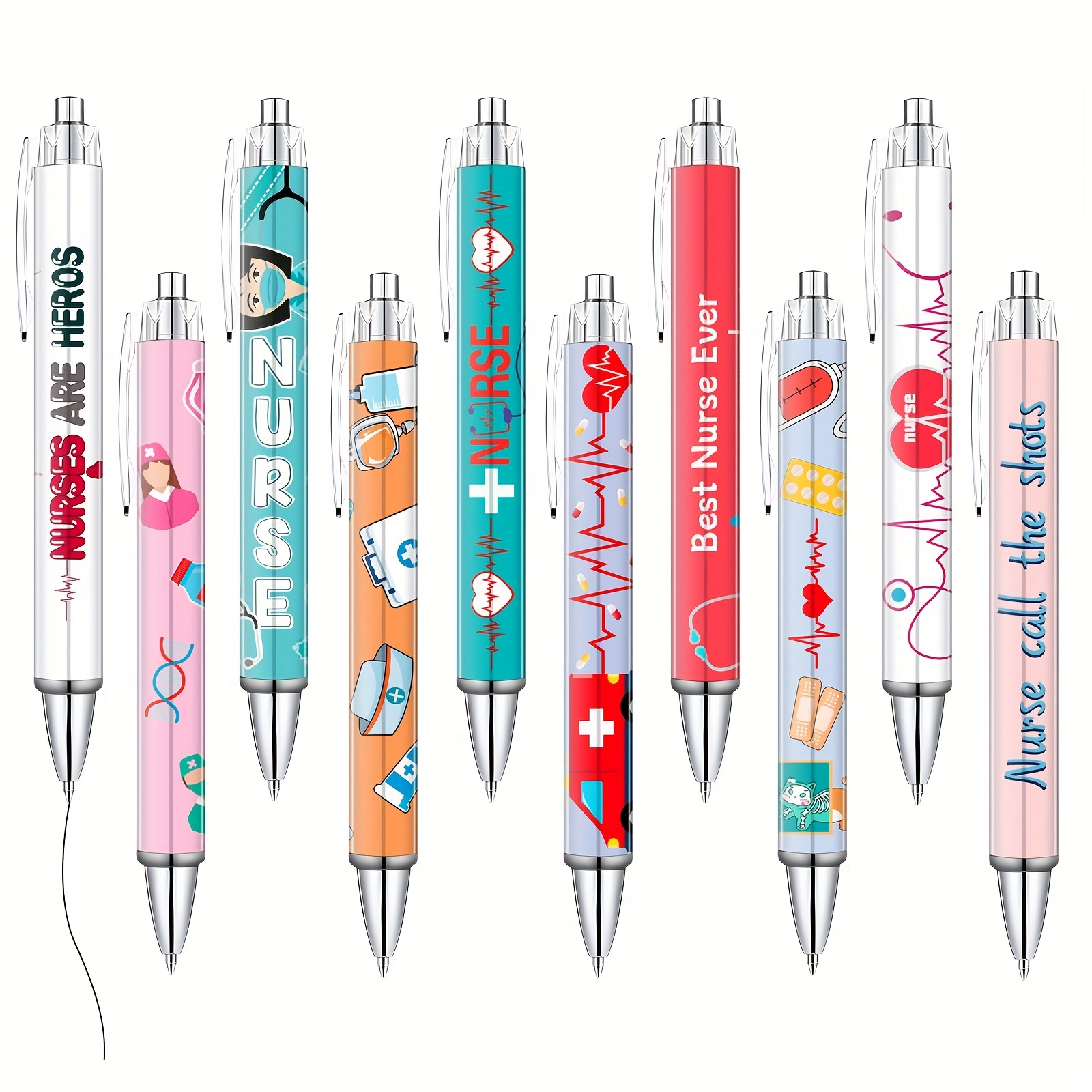 Image of 10//50pcs Nurse Ballpoint Pen Retractable Nursing Funny Black Ink Medical Assistant Worker Office Appreciation Gift For Colleague