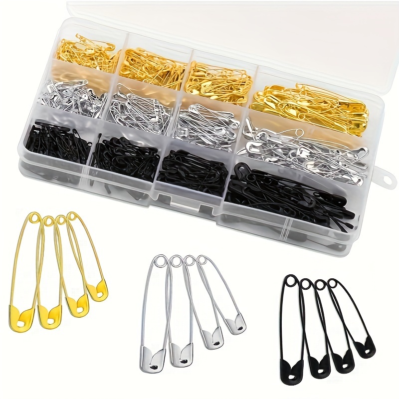 

540-piece Safety Pins Set - Heavy Duty Nickle Plated Rust Resistant Metal Pins For Clothing, Crafts, And Dressmaking - Assorted Sizes In 3 Colors - Weaving Loom Tools & Accessories Without Battery
