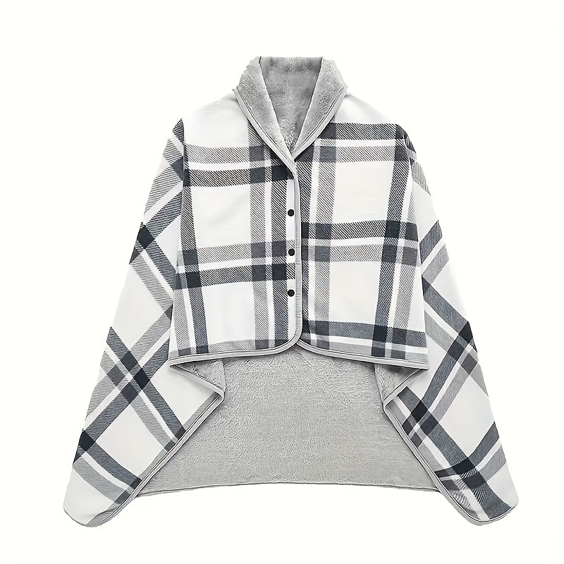 TEMU Cozy Flannel Wearable Blanket Shawl - Perfect For Winter, Office & Outdoor Leisure