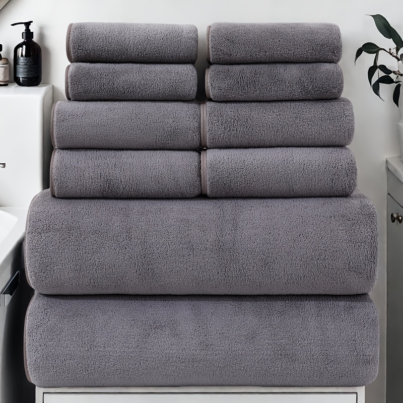 10pcs ultra bath towel set 2 bath towels 70 x 140 hand towels 42 x 70cm 4 washcloths 35 x 35cm quick absorbing lightweight and spa use camping christmas gift Product details 9