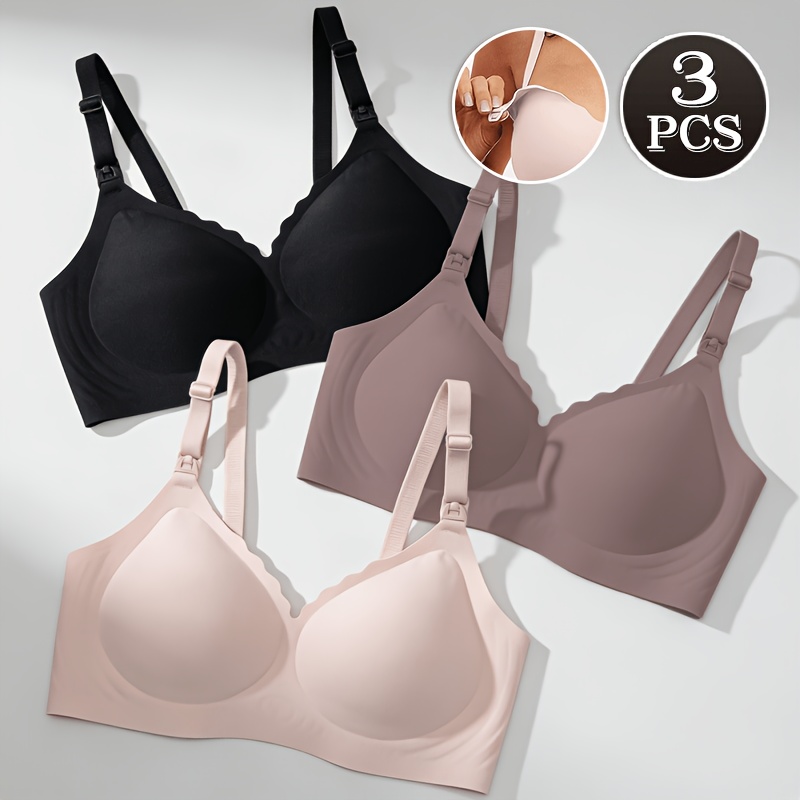 Three-pc Nursing Bras For Pregnancy, Lactation, And Postpartum, Wire-free, Push-up, Anti-sagging Maternity Bras