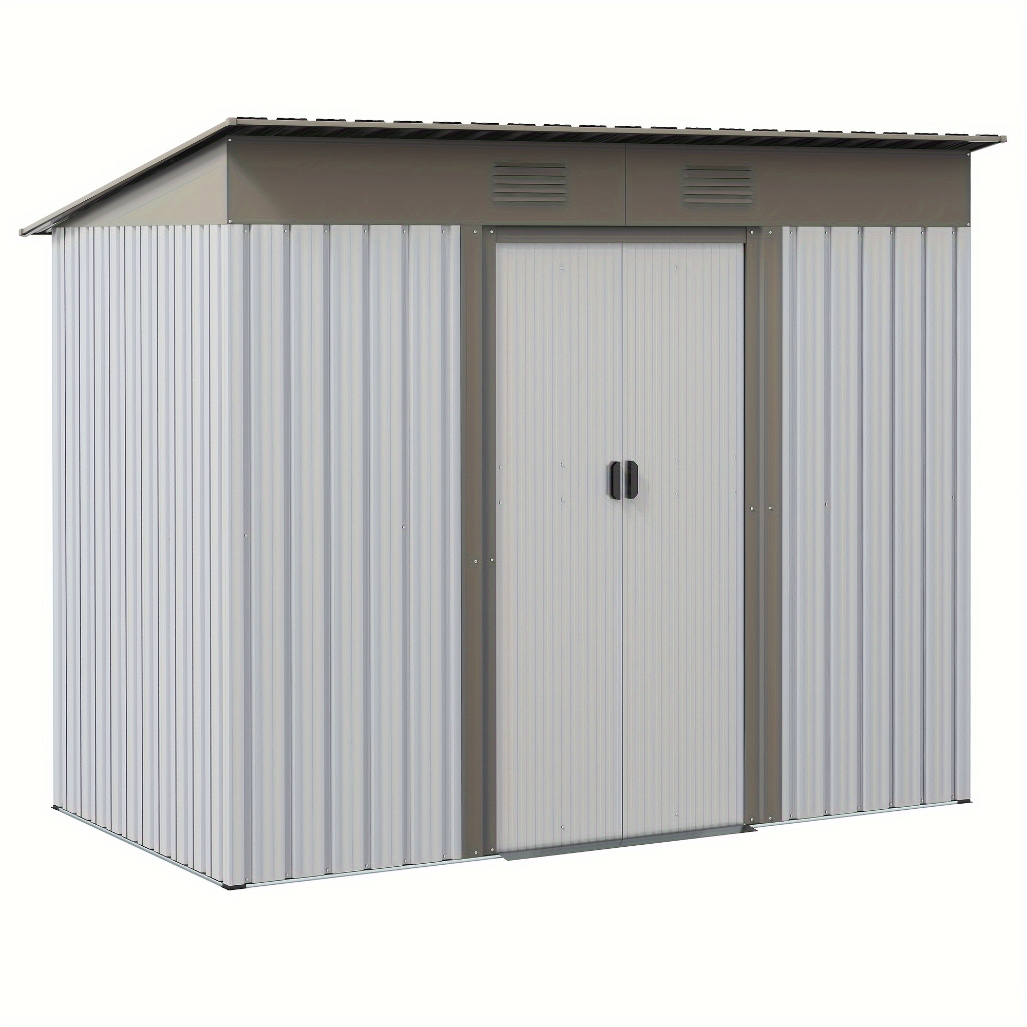 

Outsunny 7' X 4' Metal Lean To Garden Shed, Outdoor Storage Shed, Garden With Double Sliding Doors, 2 Air Vents For Backyard, Patio, Lawn, Silver
