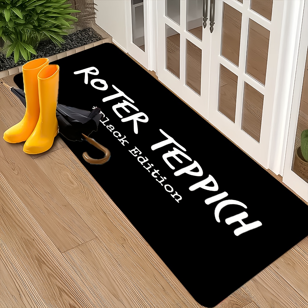 E-shop [Produkt] [Flanell + 1 cm dickes Schwamm-Material] Lustige Fußmatte | Schwarze Version Musterbedruckte Fußmatte, Geeignet für Schlafzimmer,