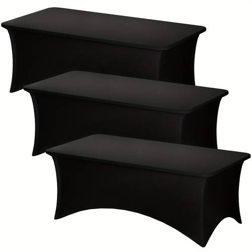 3pcs black table cloths rectangle 8ft high density and high for parties trade shows banquet weddings buffet graduation decorations 96 30 30 inches