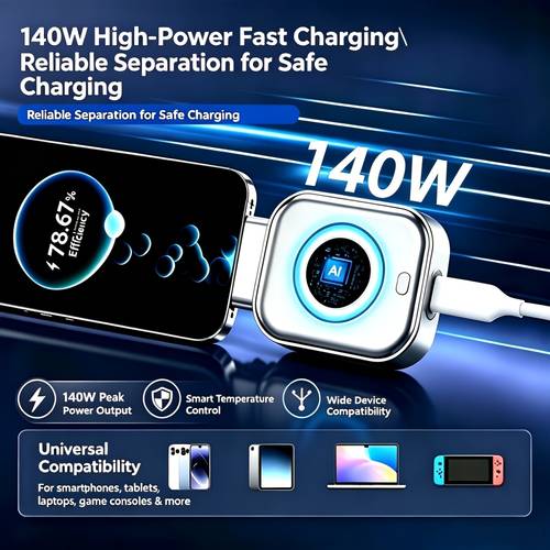 item picture 140w type c fast charging adapter auto physical disconnect overcharge protection safe overnight charging for all type