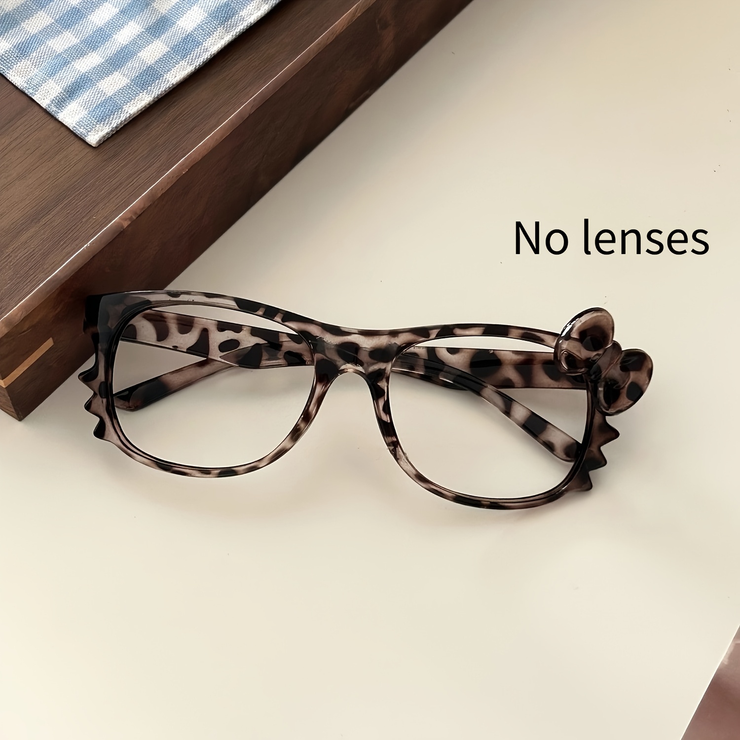 TEMU Leopard Print Eyeglass Frames Without Lenses, Tortoiseshell Round Glasses, Cute Vintage-style Decorative Glasses Without Lenses, Fashionable
