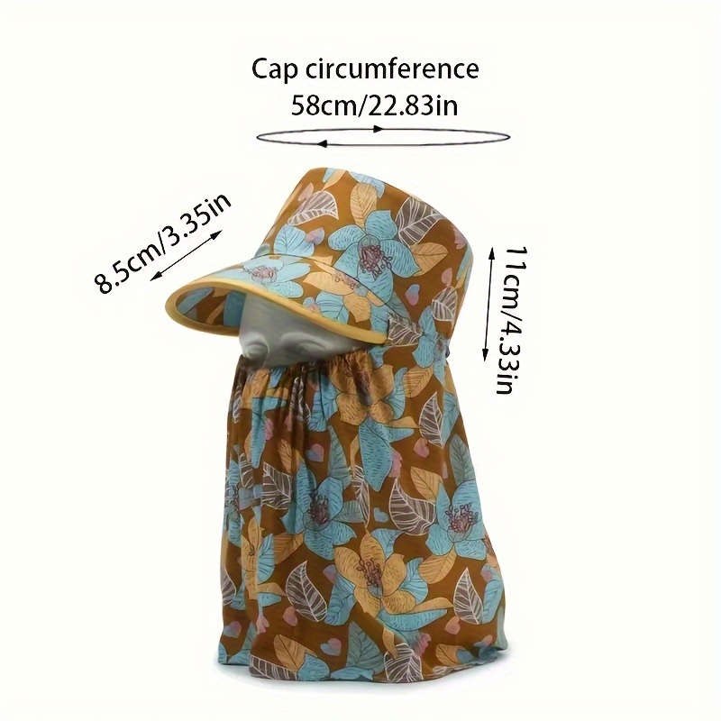 Trendy Printed Summer Sun Hat Neck Flap Uv Protection Wide - Temu