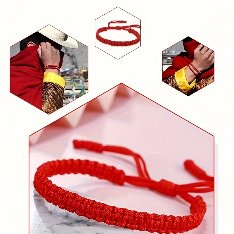 

Handmade Tibetan Style Red Cord Bracelet, Simple Knotting, Unisex Wristband, Adjustable Synthetic Fiber, Men' Jewelry Accessory