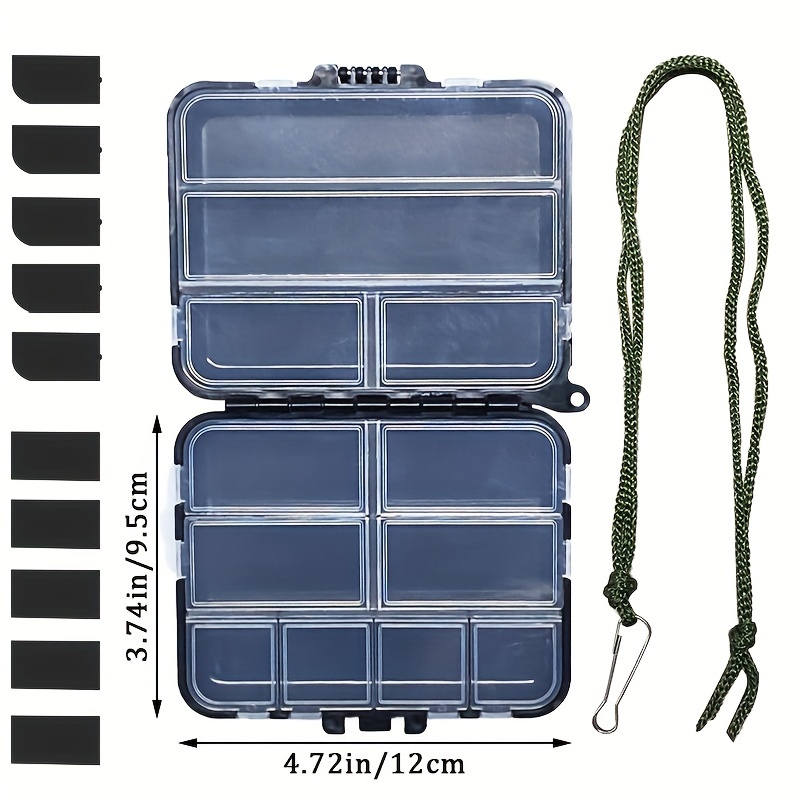 1pc Compact Double-Sided Fishing Tackle Box, Plastic Fishing Bait Storage  Case