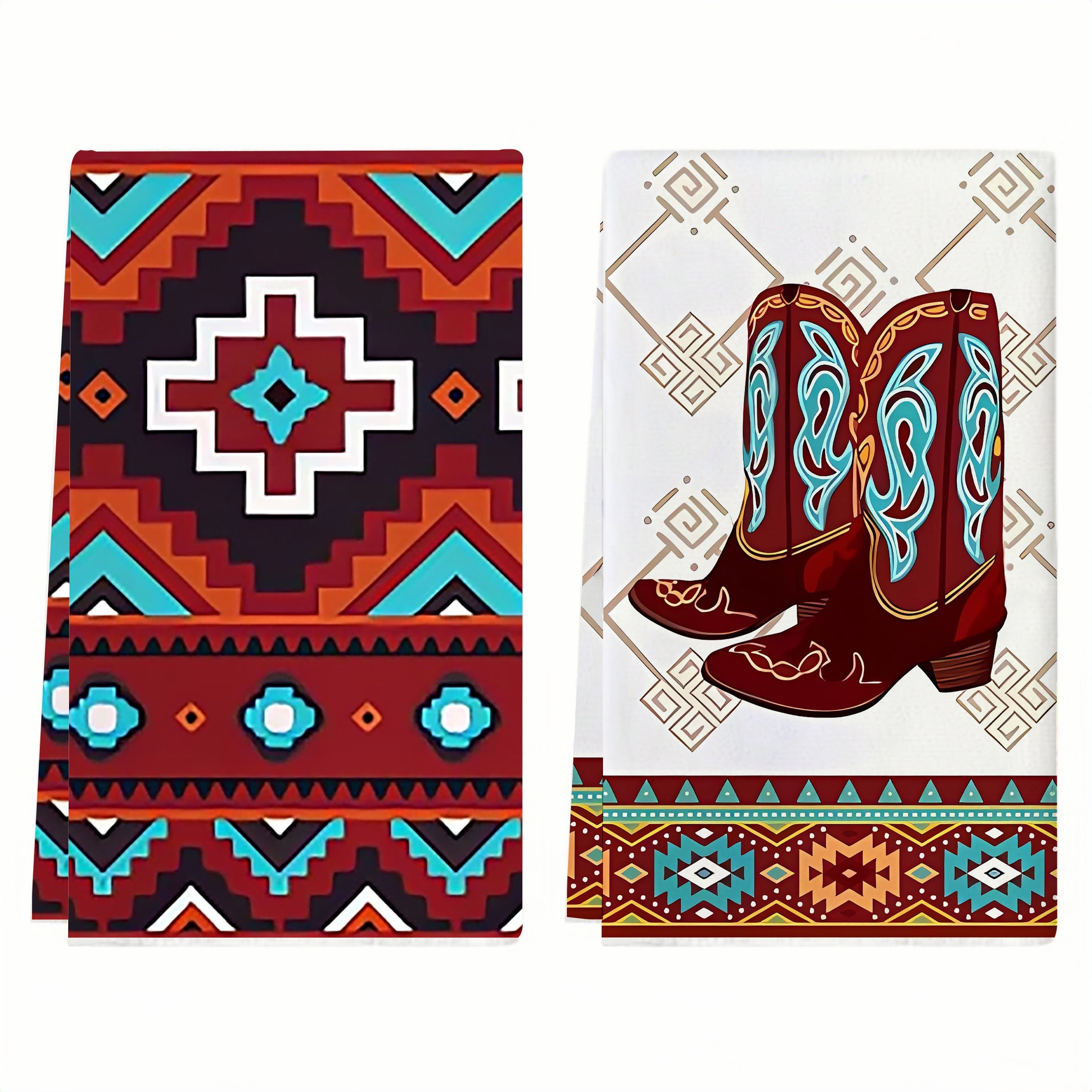 

2pcs Dish Cloth, Bohemian Aztec-themed Dish Towels, Soft And Absorbent Dish Cloth, For Kitchen And Dining Table Decoration, Home Decor, Kitchen Supplies, Cleaning Supplies