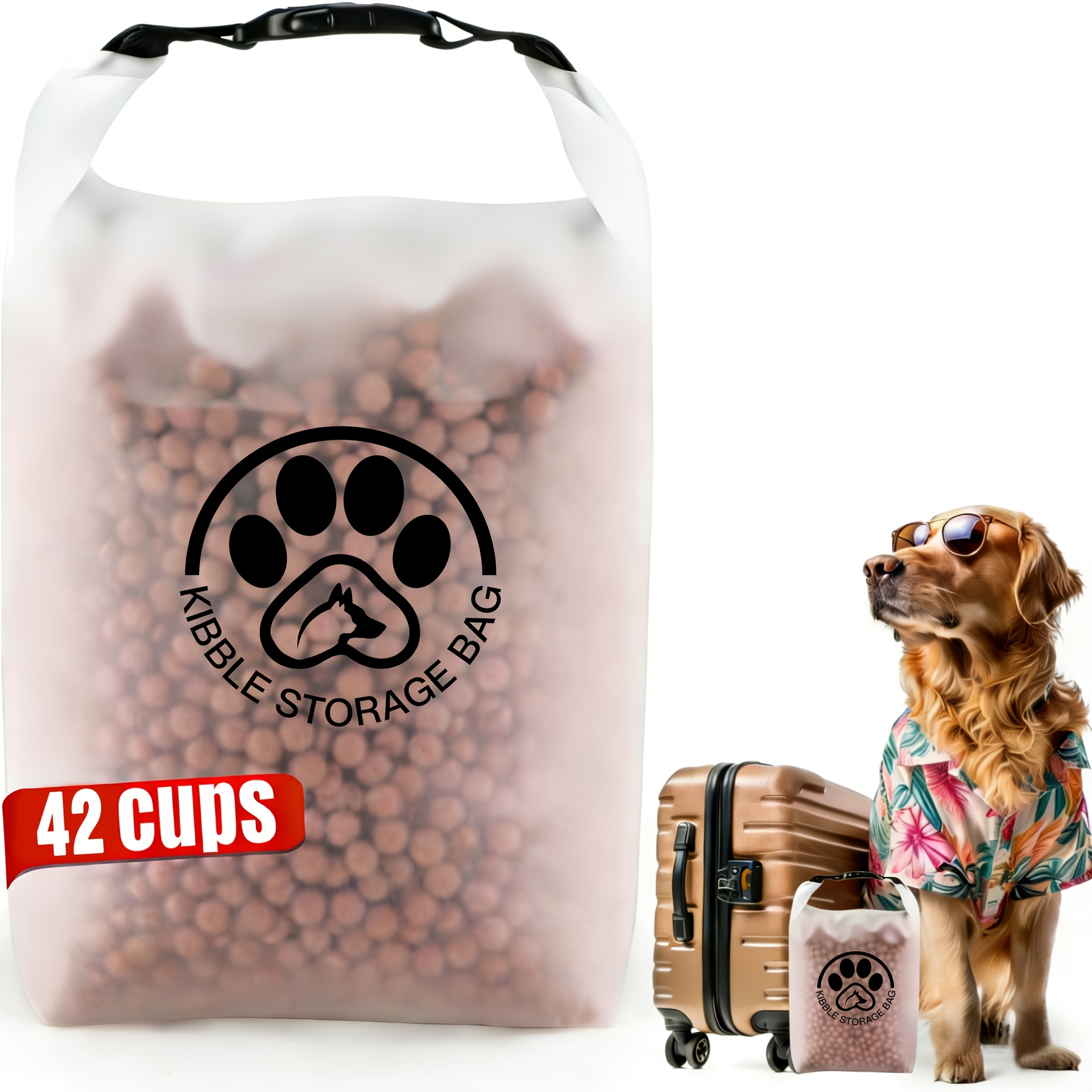 TEMU Borsa da viaggio per cibo e crocchette per animali domestici da 14/25/42 tazze - Contenitore a tenuta stagna per cibo per cani con chiusura a