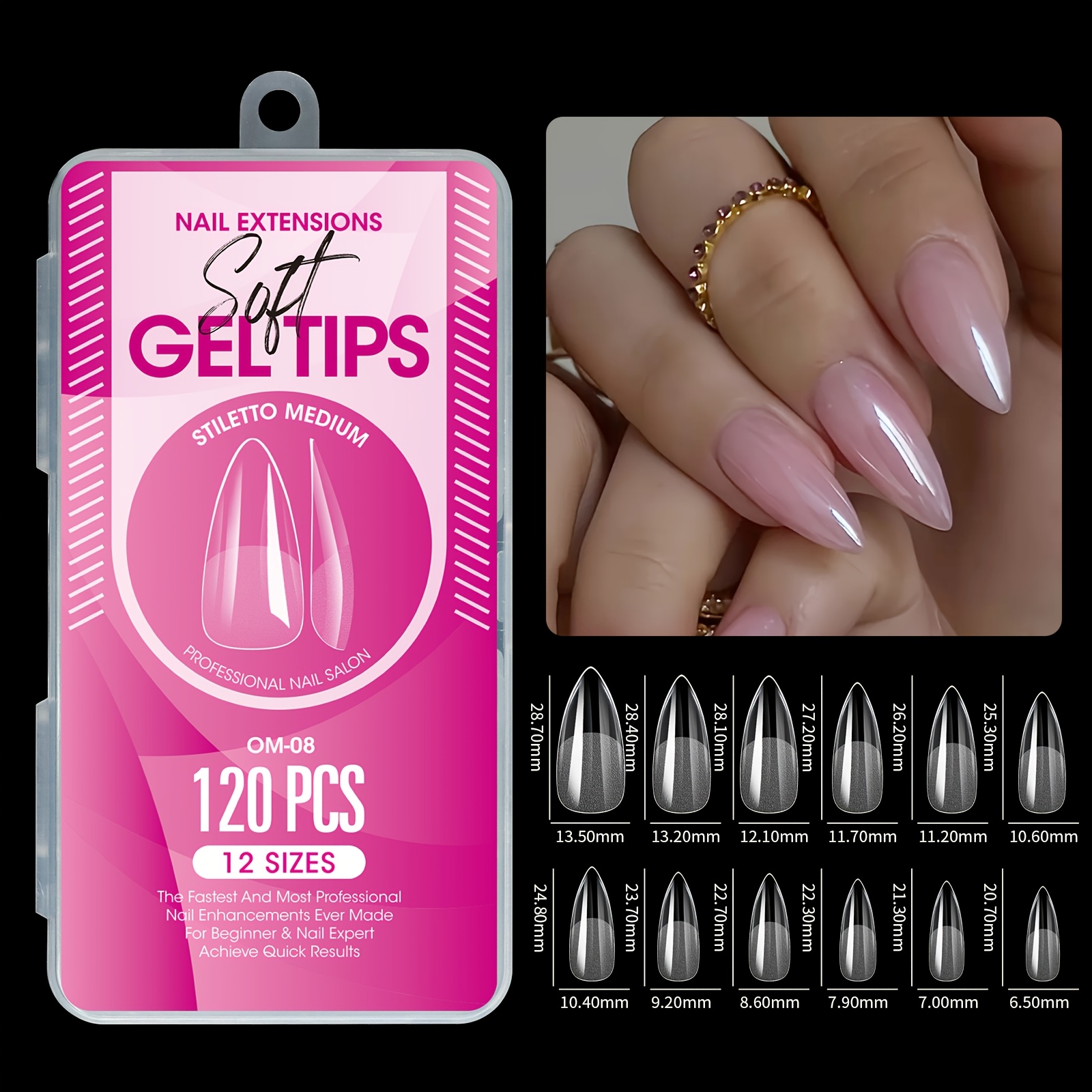 TEMU 120pcs/box Misscheering Clear Pre-matte Short Almond Gel Nail Tips Suitable For Diy Home Manicure, /korean Style Soft Gel Nail Extensions With