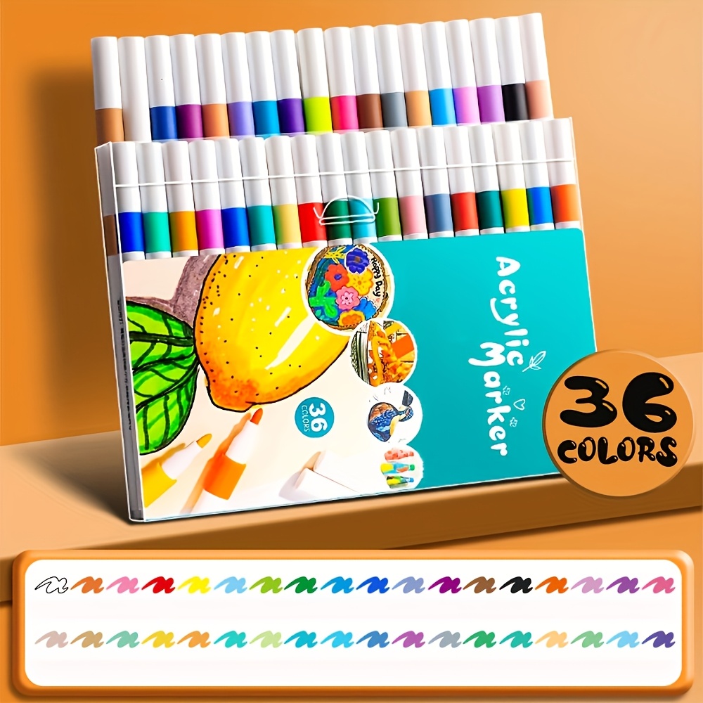 12/36/60pcs Colors Acrylic Paint Markers Set With Extra Fine Tip Acrylic Paint Pens For Stone, Glass, Ceramic, , Metal, Wood, Waterproof And Non-toxic