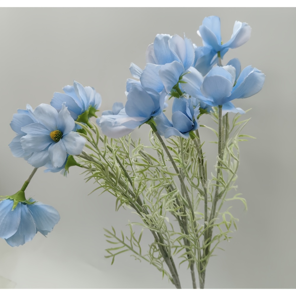 Image of 3pcs Artificial Fake Plants Silk Flower Arransynthetic Gemstoneents Wedding Bouquets Decorations Plastic Floral Table Centerpieces For Home Kitchen Garden Party Decor