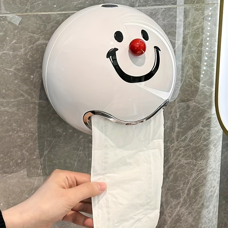 

1pc Cartoon-themed Self-adhesive Toilet Paper Holder - No-drill, Waterproof Bathroom Tissue Storage Box Toilet Paper Roll Holder Toilet Brush And Holder Set