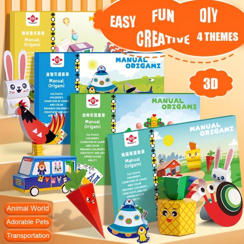   kit for kids - creative diy paper craft animals, toys & art projects, no scissors needed, fun educational stem activity 0