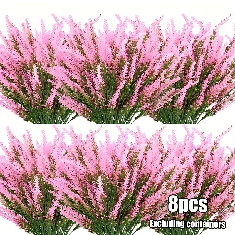TEMU 8 Bundles Of Anti-uv Artificial Lavender Flowers - Suitable For Indoor And Outdoor Decoration, Ideal For Gardens, , , Window Boxes, And Hanging
